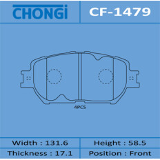 Колодки тормозные дисковые Chongi передние, комплект на ось (4 шт), арт. CF-1479