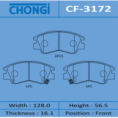 Колодки тормозные дисковые Chongi передние, комплект на ось (4 шт), арт. CF-3172