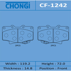 Колодки тормозные дисковые Chongi передние, комплект на ось (4 шт), арт. CF-1242