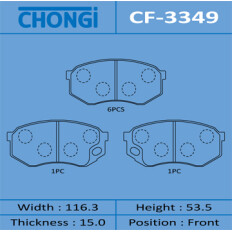 Колодки тормозные дисковые Chongi передние, комплект на ось (4 шт), арт. CF-3349