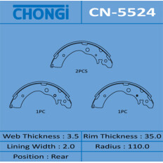 Колодки тормозные барабанные Chongi, комплект на ось (4 шт), арт. CN-5524