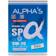 Масло моторное ALPHA'S 0w20 синтетическое, API SP, ILSAC GF-6A, для бензинового двигателя, 4л, арт. 809444