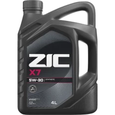 Масло моторное ZIC X7 5w30, синтетическое, API SQ, ILSAC GF-7A, для бензинового двигателя, 4л, арт. 162675