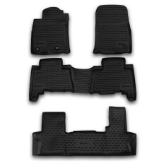 Коврики модельные Autofamily Element для Toyota Land Cruiser Prado, 7 мест, 2013+ (левый руль), для переднего и заднего ряда, полиуретан, черный цвет, 5 шт