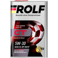 Масло моторное Rolf GT 5w30 синтетическое, API SN/CF, ACEA C3, универсальное, 4л, арт. 322228