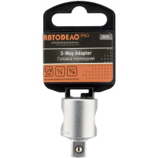 Переходник торцевых головок Автодело, с квадрата 1/2"F на 3/8"M, с отверстием под вороток, арт. АД-39678 Professional