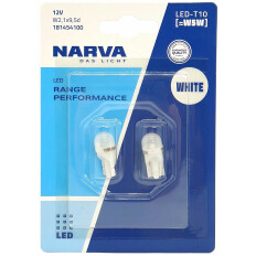 Лампа светодиодная Narva LED Range Performance W5W (W2.1x9.5d, T10), 12В, 0.6Вт (соответствует 5Вт), 6000К, комплект 2 шт, арт. 18145