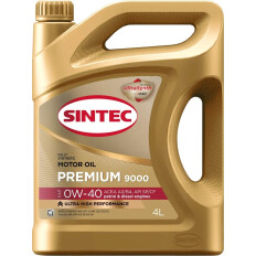 Масло моторное Sintec Premium 9000 0w40, синтетическое, API SP/CF, ACEA A3/B4, универсальное, 4л, арт. 322778/600127