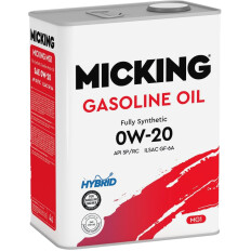 Масло моторное Micking Gasoline Oil MG1 0w20, синтетическое, API SP RC, ILSAC GF-6A, для бензинового двигателя, 4л, арт. M2117
