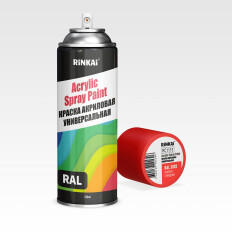 Краска аэрозольная Rinkai Acrylic Spray Paint, акриловая, многоцелевая, красная, цветовой код RAL 3020, 520мл, арт. RC1113