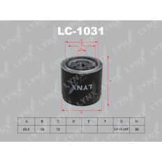 Фильтр масляный LYNXauto, арт. LC-1031