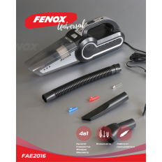Пылесос автомобильный Fenox, с функцией компрессора, 12В, 120Вт, 4кПа, шнур 4м, 2 насадки, гибкий шланг, фонарик, сумка, арт. FAE2016