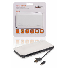 Аккумулятор внешний (Power Bank) Airline, 12000мАч, вход microUSB, выходы USB/microUSB/Lightning 5В/2.1A, с индикатором заряда арт. APB-12-04