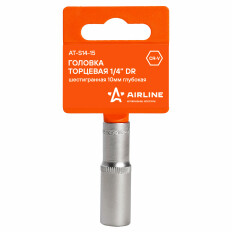 Головка торцевая Airline, длинная, 6-гранная, под квадрат 1/4", 10мм, арт. AT-S14-15