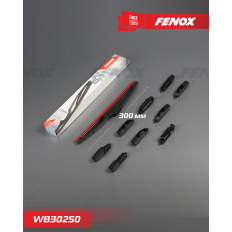 Щётка стеклоочистителя Fenox 300мм (12") каркасная, всесезонная, 10 переходников, 1 шт, арт. WB30250