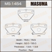 Колодки тормозные дисковые Masuma задние, комплект на ось (4 шт), арт. MS-1454