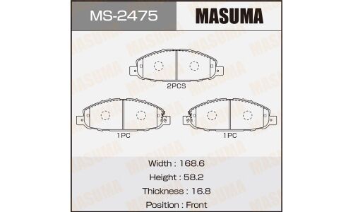 Колодки тормозные дисковые Masuma передние, комплект на ось (4 шт), арт. MS-2475