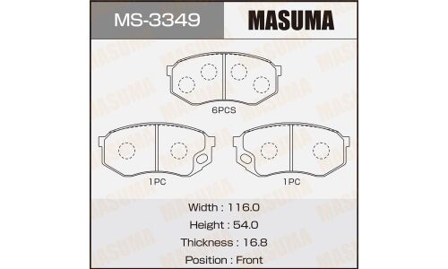 Колодки тормозные дисковые Masuma передние, комплект на ось (4 шт), арт. MS-3349