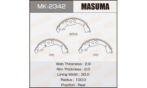 Колодки тормозные барабанные Masuma, комплект на ось (4 шт), арт. MK-2342