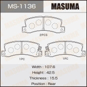 Колодки тормозные дисковые Masuma задние, комплект на ось (4 шт), арт. MS-1136