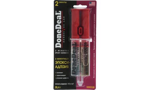 Клей эпоксидный DoneDeal 2 Minutes Epoxy Adhesive, многоцелевой, 2-минутный, прозрачный, шприц 28,4г, арт. DD6559