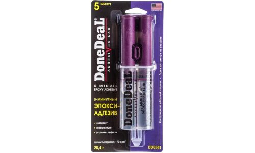 Клей эпоксидный DoneDeal 5 Minutes Epoxy Adhesive, многоцелевой 5-минутный, прозрачный, шприц 28.4г, арт. DD6561
