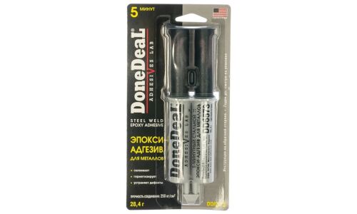 Клей эпоксидный DoneDeal Steel Weld Epoxy Adhesive, для металла, серый, шприц 28.4г, арт. DD6573