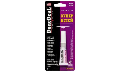 Клей моментальный DoneDeal Super Glue, многоцелевой, цианакрилатный, туба 2г, ар. DD6594