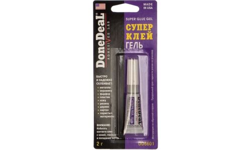 Клей моментальный DoneDeal Super Glue Gel, многоцелевой, цианакрилатный, туба 2г, арт. DD6601