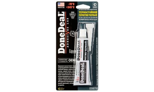 Герметик-прокладка DoneDeal RTV Black Silicone Gasket Maker, силиконовый, термостойкий, черный, туба 42.5г, арт. DD6710