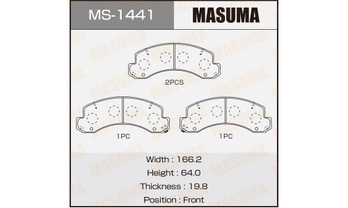 Колодки тормозные дисковые Masuma передние, комплект на ось (4 шт), арт. MS-1441