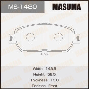 Колодки тормозные дисковые Masuma передние, комплект на ось (4 шт), арт. MS-1480