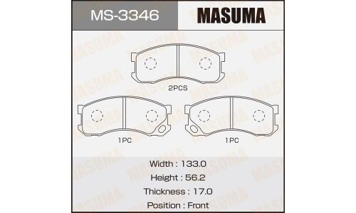 Колодки тормозные дисковые Masuma передние, комплект на ось (4 шт), арт. MS-3346