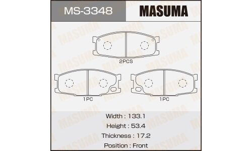Колодки тормозные дисковые Masuma передние, комплект на ось (4 шт), арт. MS-3348
