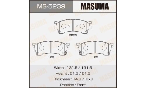 Колодки тормозные дисковые Masuma передние, комплект на ось (4 шт), арт. MS-5239