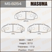 Колодки тормозные дисковые Masuma передние, комплект на ось (4 шт), арт. MS-8254