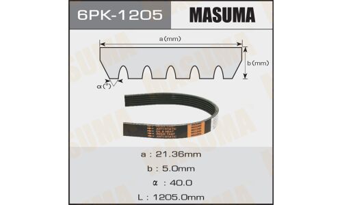 Ремень ручейковый MASUMA 6PK-1205