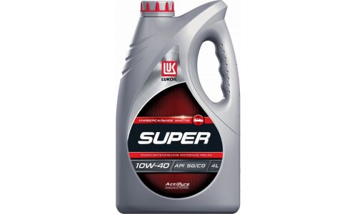 Масло моторное Лукойл Super 10w40 полусинтетическое, API SG/CD, универсальное, 4л, арт. 19192