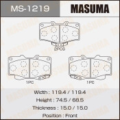 Колодки тормозные дисковые Masuma передние, комплект на ось (4 шт), арт. MS-1219