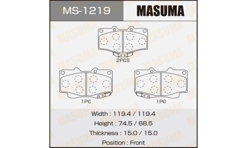 Колодки тормозные дисковые Masuma передние, комплект на ось (4 шт), арт. MS-1219