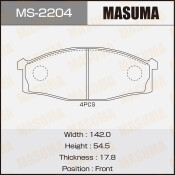 Колодки тормозные дисковые Masuma передние, комплект на ось (4 шт), арт. MS-2204