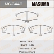 Колодки тормозные дисковые Masuma передние, комплект на ось (4 шт), арт. MS-2446