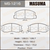 Колодки тормозные дисковые Masuma передние, комплект на ось (4 шт), арт. MS-1216