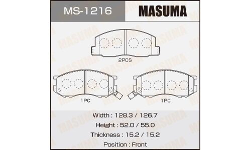 Колодки тормозные дисковые Masuma передние, комплект на ось (4 шт), арт. MS-1216