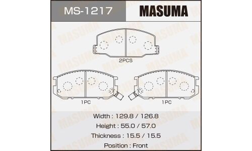 Колодки тормозные дисковые Masuma передние, комплект на ось (4 шт), арт. MS-1217