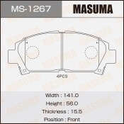 Колодки тормозные дисковые Masuma передние, комплект на ось (4 шт), арт. MS-1267