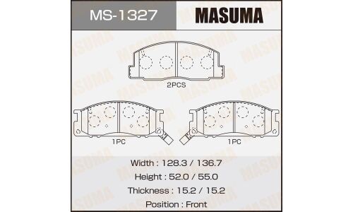 Колодки тормозные дисковые Masuma передние, комплект на ось (4 шт), арт. MS-1327