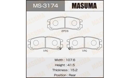 Колодки тормозные дисковые Masuma задние, комплект на ось (4 шт), арт. MS-3174