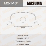 Колодки тормозные дисковые Masuma задние, комплект на ось (4 шт), арт. MS-1431