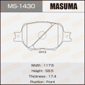 Колодки тормозные дисковые Masuma передние, комплект на ось (4 шт), арт. MS-1430